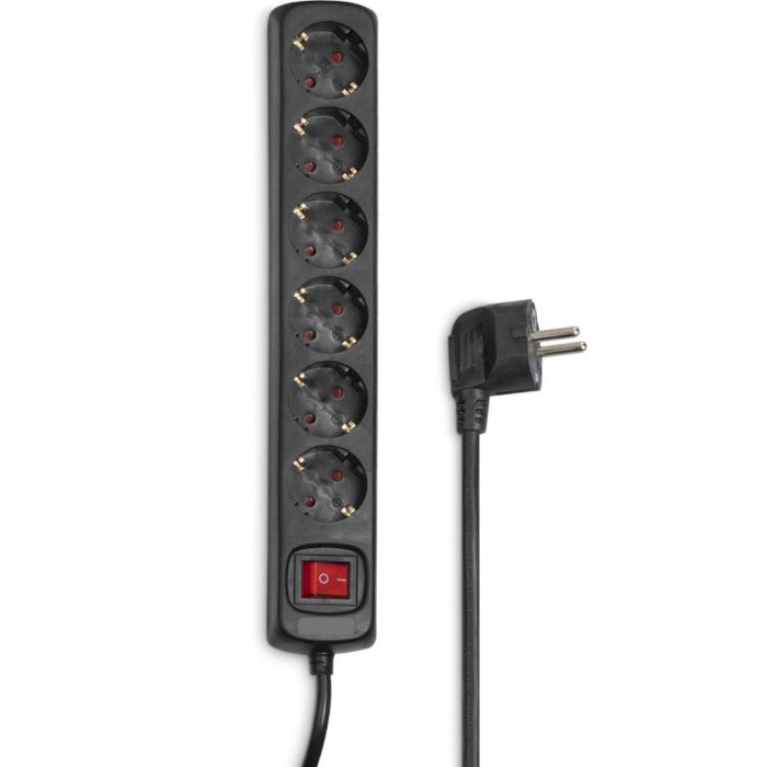 Удлинитель HAMA 6-Way Power Strip Black, 6 розеток, 5м (00137266)