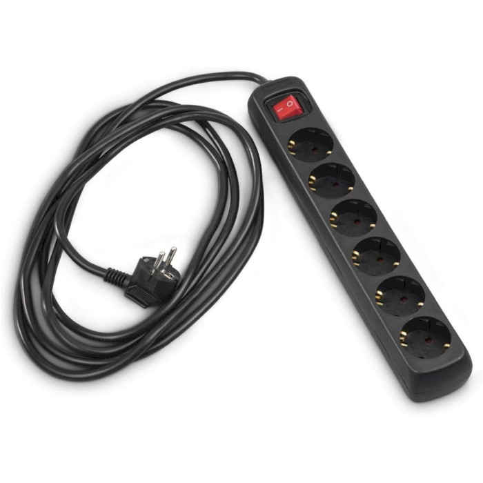 Подовжувач HAMA 6-Way Power Strip Black, 6 розеток, 5м (00137266)