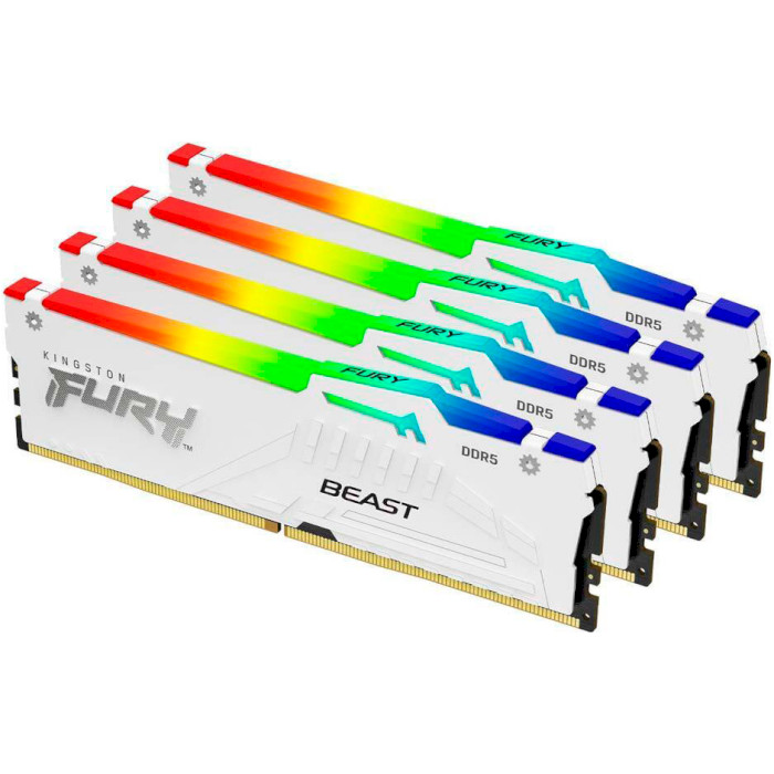 Модуль пам'яті KINGSTON FURY Beast RGB White DDR5 5200MHz 128GB Kit 4x32GB (KF552C40BWAK4-128)