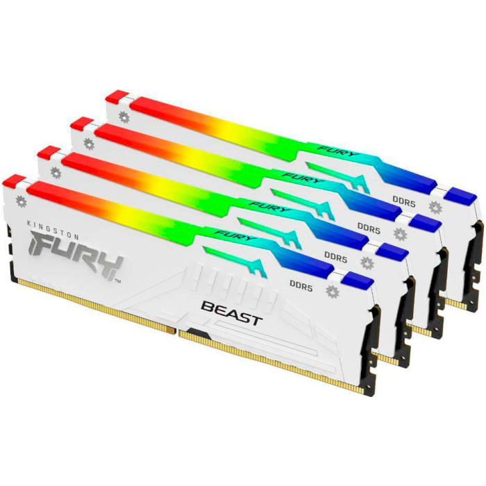 Модуль памяти KINGSTON FURY Beast RGB White DDR5 5200MHz 128GB Kit 4x32GB (KF552C40BWAK4-128)