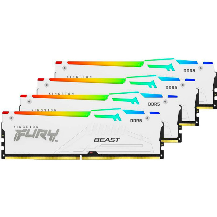 Модуль памяти KINGSTON FURY Beast RGB White DDR5 5200MHz 128GB Kit 4x32GB (KF552C40BWAK4-128)