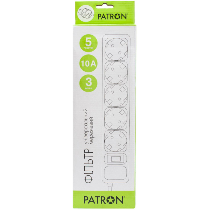 Мережевий фільтр PATRON SP-1053 Black, 5 розеток, 3м