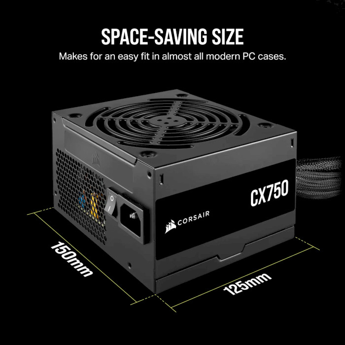 Блок живлення 750W CORSAIR CX750 New Black (CP-9020279-EU)