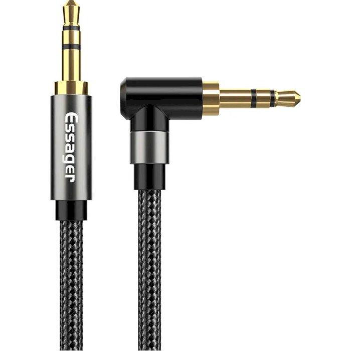 Кабель ESSAGER 90 Degree 3.5mm Jack Audio Cable mini-jack 3.5mm 1.5м Black (EYP35-WTA01)