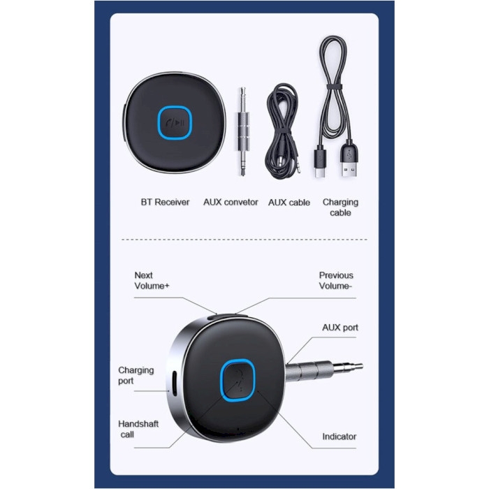 Bluetooth аудио адаптер CHAROME A9 AUX BT Receiver