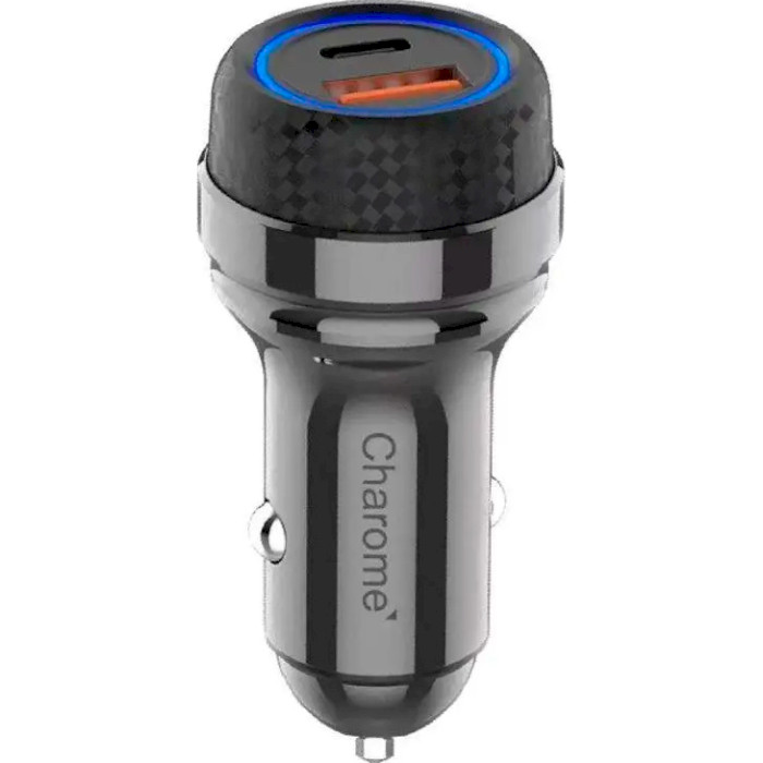 Автомобільний зарядний пристрій CHAROME C9 Zinc Car Charger 52.5W 1xUSB-C, 1xUSB-A, QC3.0, PD3.0 Metal Gray