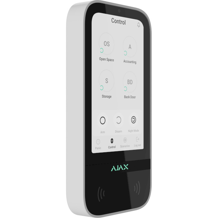 Бездротова клавіатура з сенсорним екраном AJAX KeyPad TouchScreen Jeweller White (000034514)