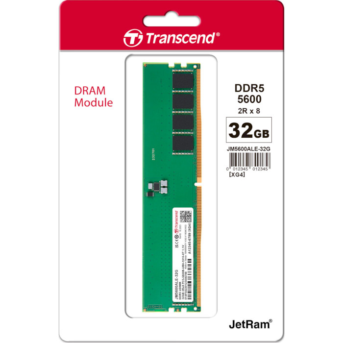 Модуль пам'яті TRANSCEND JetRam DDR5 5600MHz 32GB (JM5600ALE-32G)