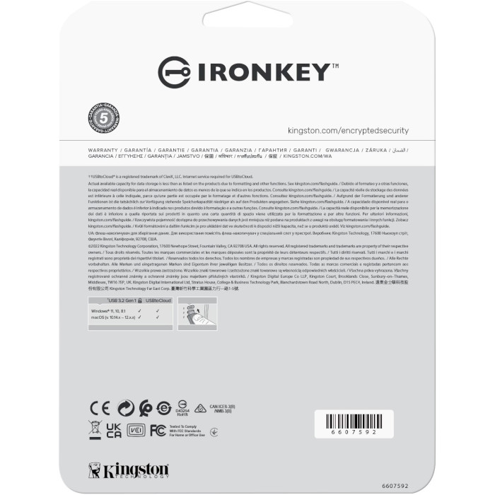 Флэшка KINGSTON IronKey Locker+ 50 USB3.2 128GB Silver (IKLP50/128GB)