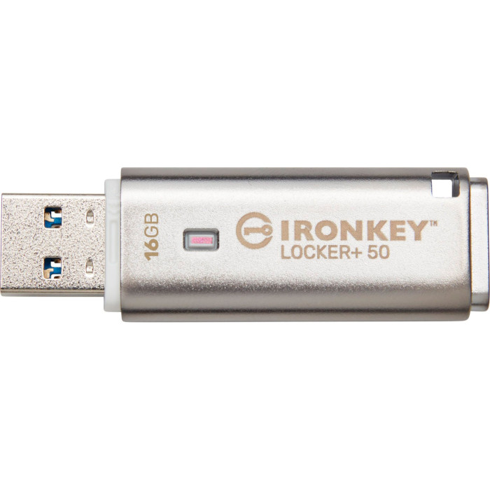 Флэшка KINGSTON IronKey Locker+ 50 USB3.2 16GB Silver (IKLP50/16GB)