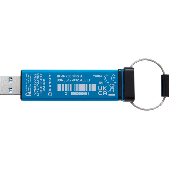 Флэшка KINGSTON IronKey Keypad 200 64GB USB3.2 Blue (IKKP200/64GB)