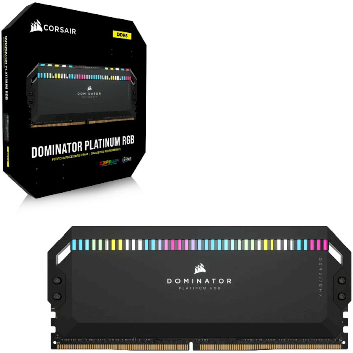 Модуль памяти CORSAIR Dominator Platinum RGB Black DDR5 6000MHz 32GB Kit 2x16GB (CMT32GX5M2E6000C36)