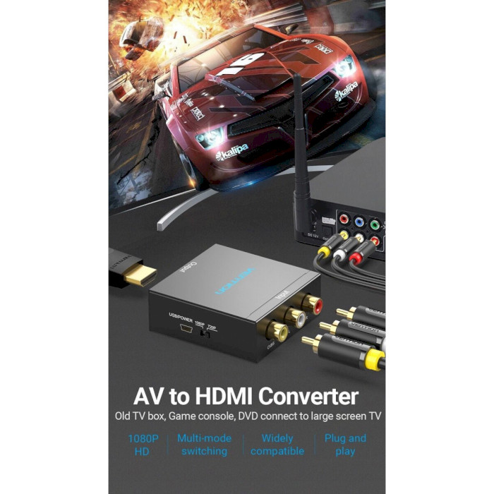 Конвертер відеосигналу VENTION AV - HDMI v1.4 Black (AEFB0)
