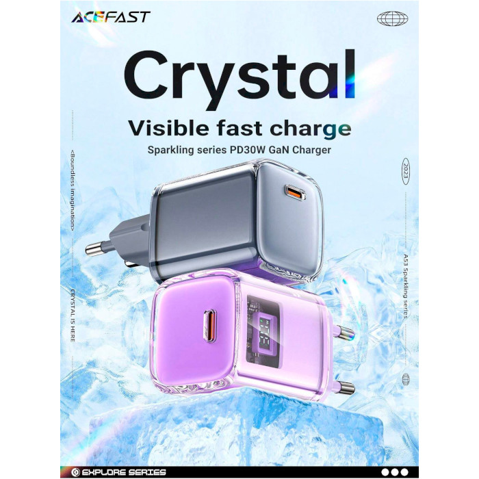 Зарядний пристрій ACEFAST A53 Fast Charge Wall Charger GaN PD30W (1xUSB-C) Alfalfa Purple