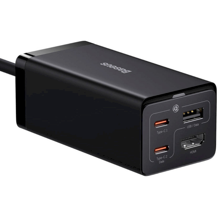 Зарядний пристрій BASEUS GaN5 Pro Desktop Fast Charger 1U+2C+HDMI 67W Black w/Type-C to Type-C cable (CCGP110201)
