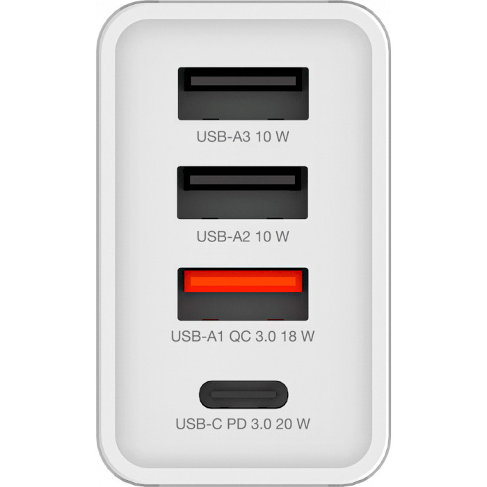 Зарядное устройство VERBATIM 30W 1xUSB-C, 3xUSB-A, PD3.0, QC3.0 Wall Charger White
