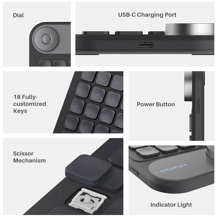 Клавіатура HUION K20 Mini Keydial