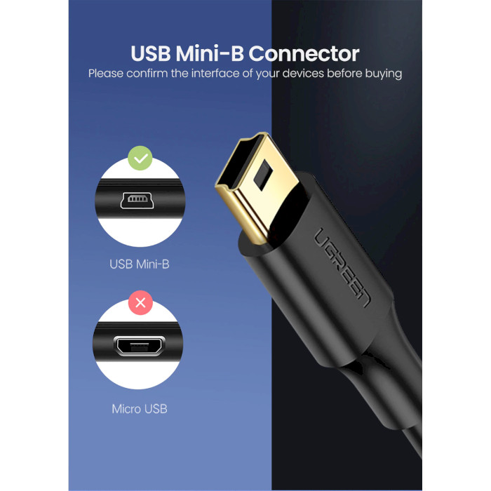 Кабель UGREEN US132 USB-A to Mini-USB 1м Black (10355)