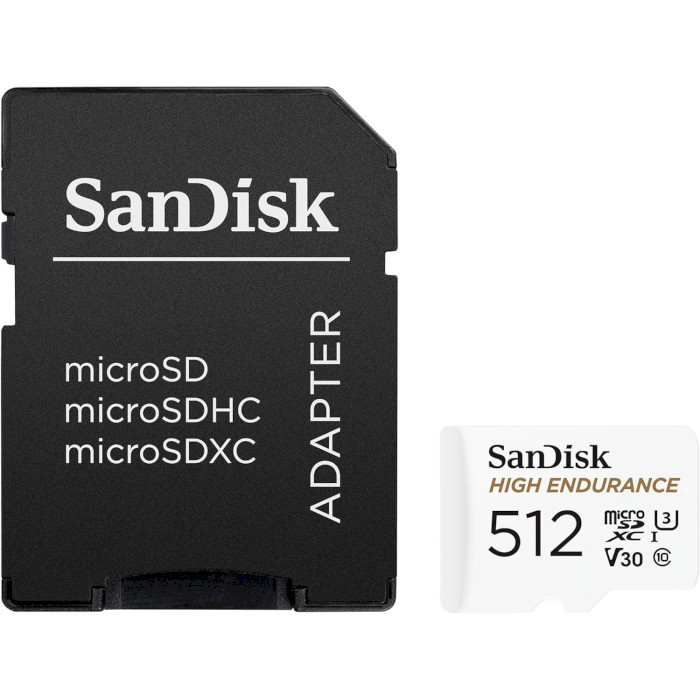 Карта пам'яті SANDISK microSDXC High Endurance 512GB UHS-I U3 V30 Class 10 + SD-adapter (SDSQQNR-512G-GN6IA)
