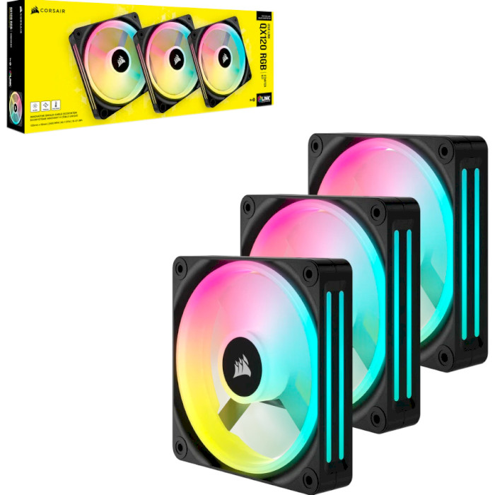 Комплект вентиляторів CORSAIR iCUE Link QX120 RGB PWM Black 3-Pack (CO-9051002-WW)