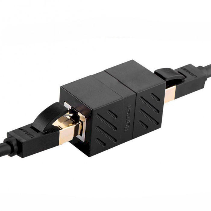 Соединитель витой пары UGREEN NW114 RJ-45 Ethernet Cable Extender Adapter экранированный Black (20390)