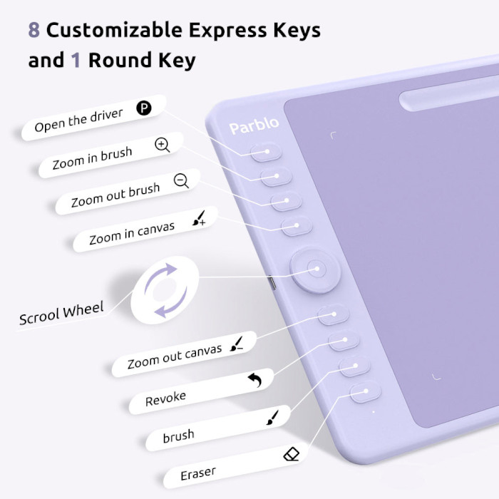 Графічний планшет PARBLO Intangbo M Violet