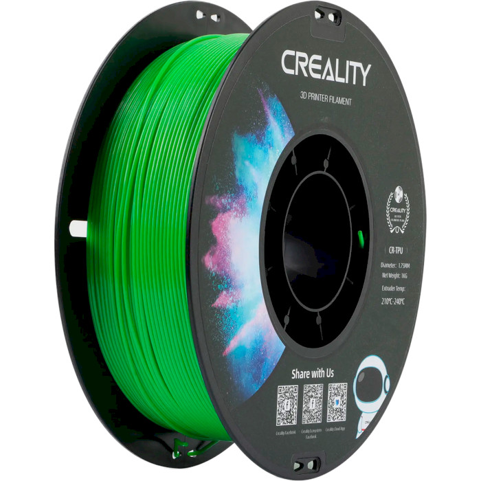 Пластик (филамент) для 3D принтера CREALITY CR-TPU 1.75mm, 1кг, Green (3301040037)