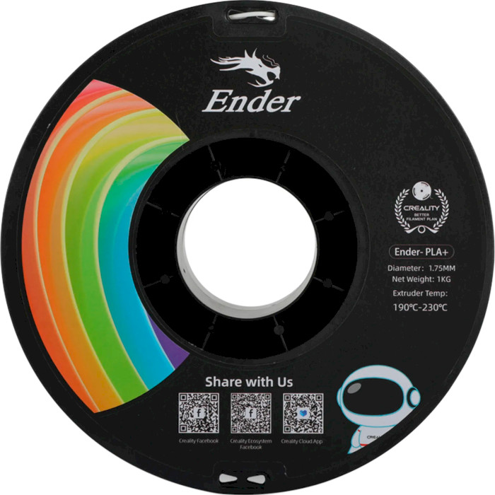 Пластик (филамент) для 3D принтера CREALITY Ender-PLA+ 1.75mm, 1кг, White (3301010305)