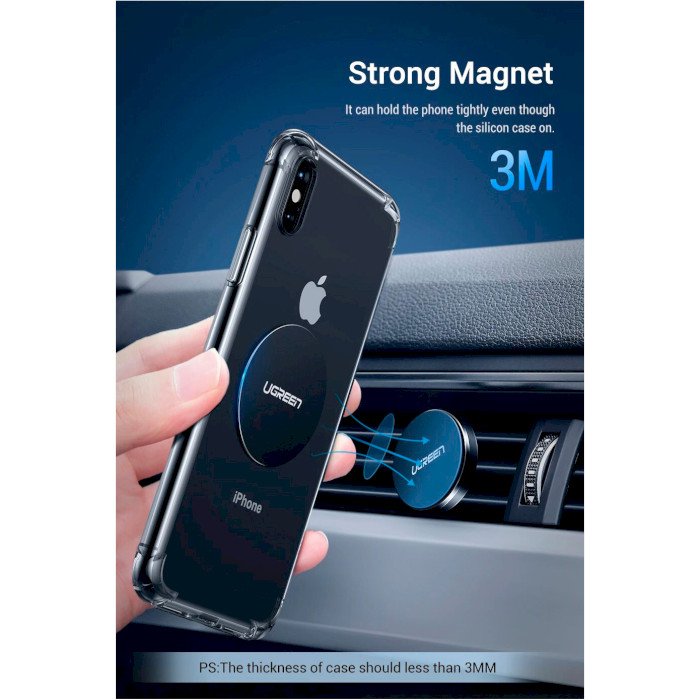 Пластины для автодержателя UGREEN LP123 Rectangle & Round Metal Plate for Magnetic Phone Stand Black (60410)