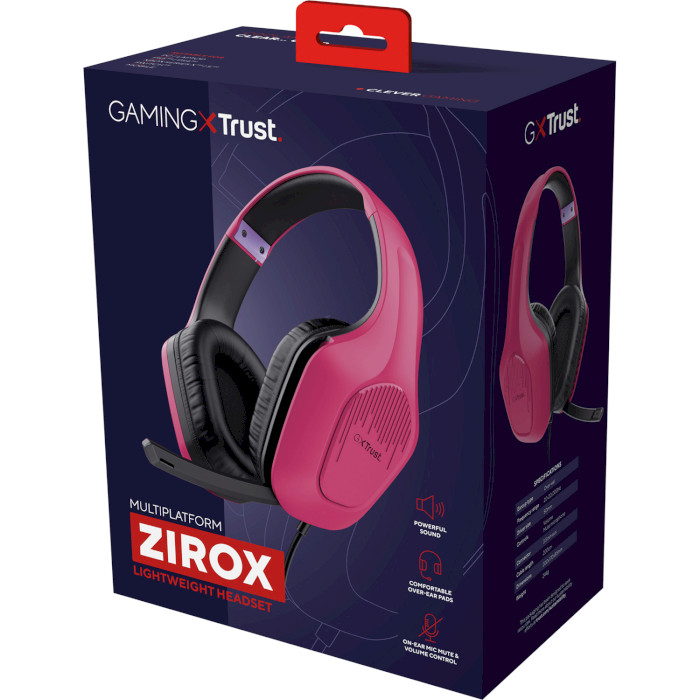 Навушники геймерскі TRUST Gaming GXT 415 Zirox Pink (24992)