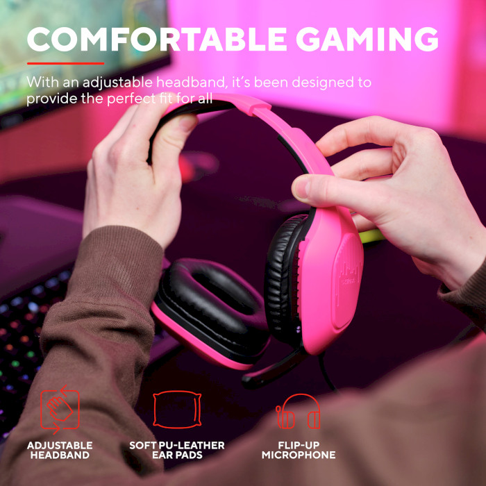 Наушники геймерские TRUST Gaming GXT 415 Zirox Pink (24992)