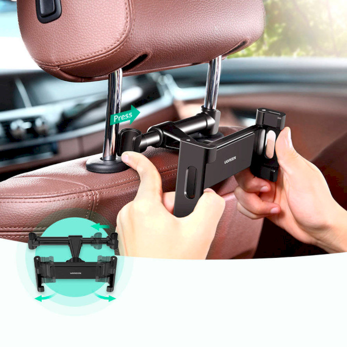 Автодержатель для смартфона UGREEN LP160 Car Headrest Mount Holder Black (60108)