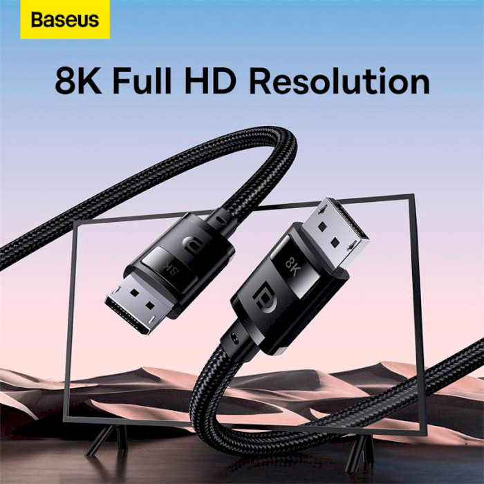 Кабель BASEUS High Definition Series DP 8K to DP 8K DisplayPort 2м Black (B00633706111-02)