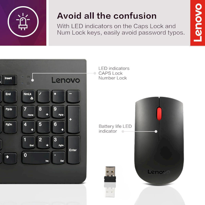 Комплект беспроводной LENOVO 510 Wireless Combo UA Black (GX31D64836)