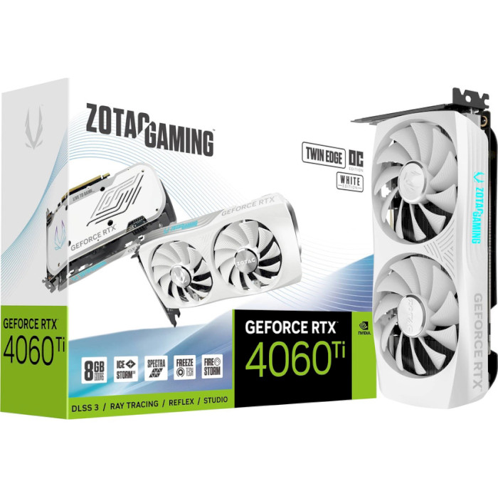 Відеокарта ZOTAC Gaming GeForce RTX 4060 Ti 8GB Twin Edge OC White Edition (ZT-D40610Q-10M)