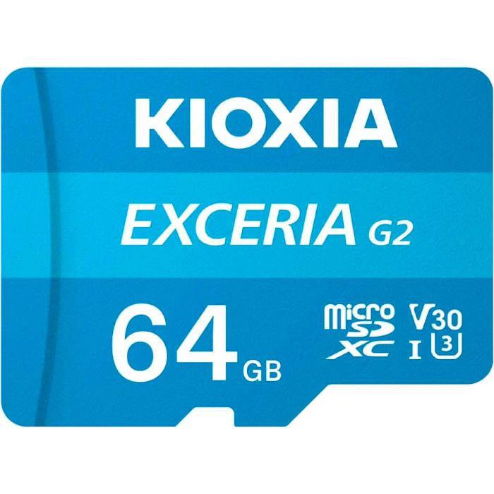 Карта пам'яті KIOXIA (Toshiba) microSDXC Exceria G2 64GB UHS-I U3 V30 A1 Class 10 + SD-adapter (LMEX2L064GG2)