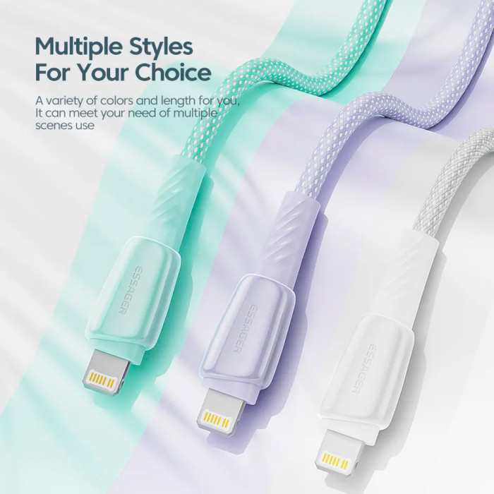 Кабель ESSAGER Rainbow Fast Charging Cable 2.4A USB-A to Lightning 1м Green (EXCL-CH06)