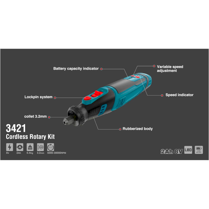 Многофункциональный инструмент (гравер) RONIX 3421 Cordless Rotary Kit