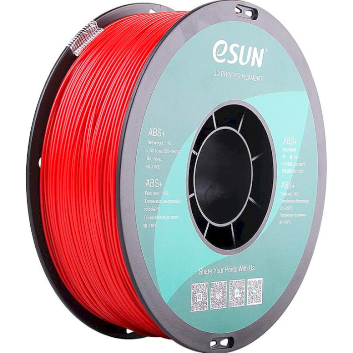 Пластик (филамент) для 3D принтера ESUN ABS+ 1.75mm, 1кг, Fire Engine Red (ABS+175FR1)