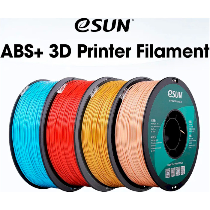 Пластик (філамент) для 3D принтера ESUN ABS+ 1.75mm, 1кг, Light Blue (ABS+175D1)