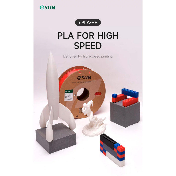 Пластик (філамент) для 3D принтера ESUN ePLA-HF 1.75mm, 1кг, Gray (EPLA-HF-P175H1)