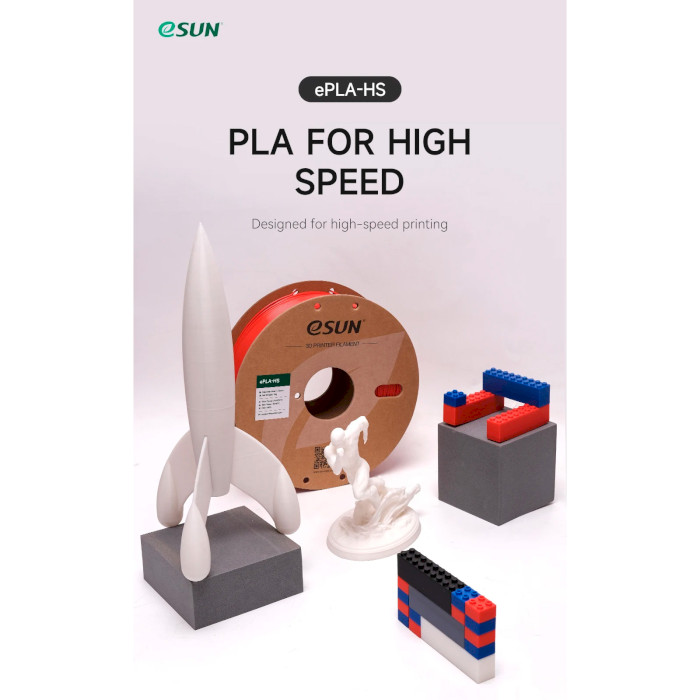 Пластик (філамент) для 3D принтера ESUN ePLA-HS 1.75mm, 1кг, Gray (EPLA-HS-P175H1)