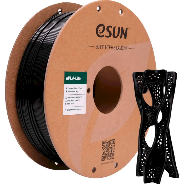 Пластик (філамент) для 3D принтера ESUN ePLA-Lite 1.75mm, 1кг, Black (EPLA-LITE-P175B1)