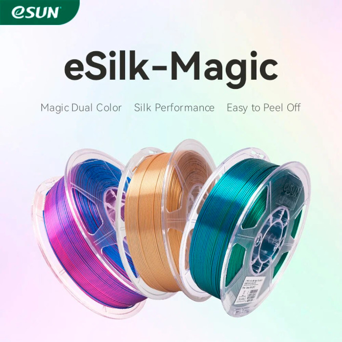 Пластик (філамент) для 3D принтера ESUN ePLA-Silk Magic 1.75mm, 1кг, Gold/Silver (S-MAGIC175JS1)