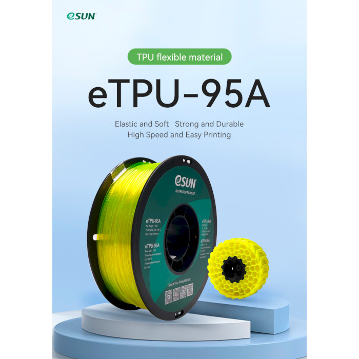 Пластик (філамент) для 3D принтера ESUN eTPU-95A 1.75mm, 1кг, Transparent Red (ETPU-95A175GR1)