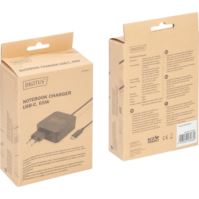 Блок питания DIGITUS Notebook Charger USB-C 65W