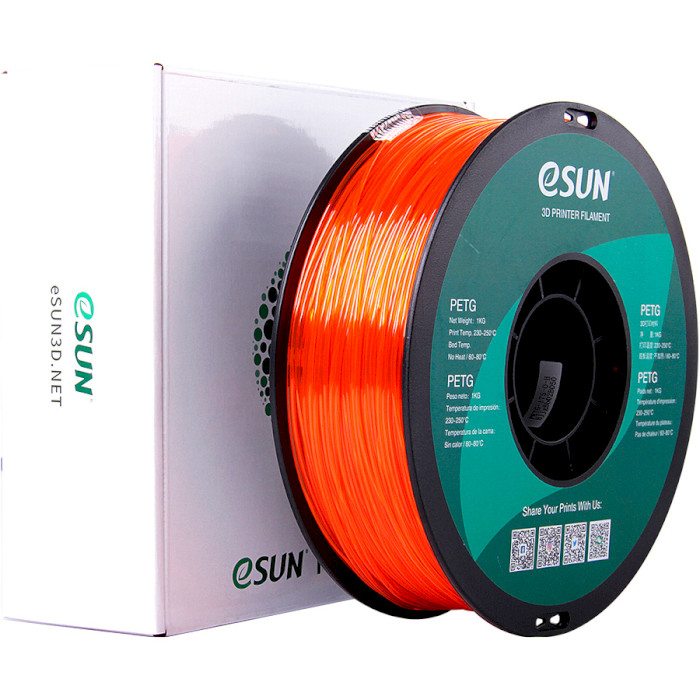Пластик (филамент) для 3D принтера ESUN PETG 1.75mm, 1кг, Orange (PETG175O1)