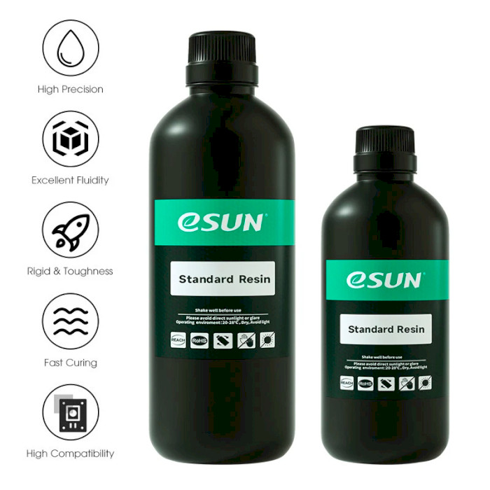 Фотополимерная резина для 3D принтера ESUN Standard Resin, 1кг, Gray (STANDARD-H1)