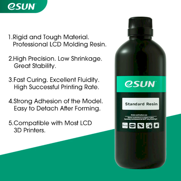 Фотополимерная резина для 3D принтера ESUN Standard Resin, 1кг, Gray (STANDARD-H1)