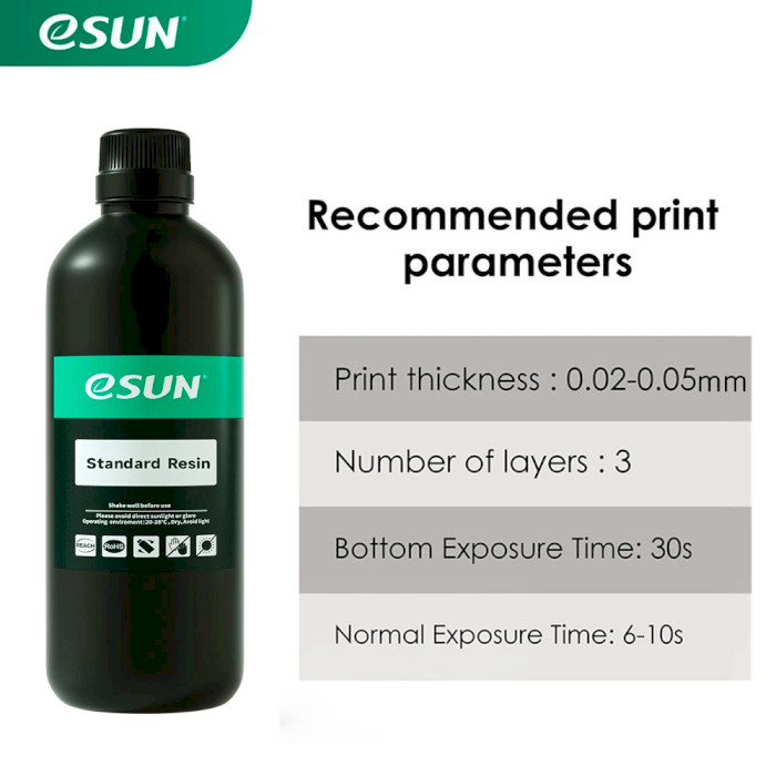 Фотополімерна гума для 3D принтера ESUN Standard Resin, 1кг, Gray (STANDARD-H1)